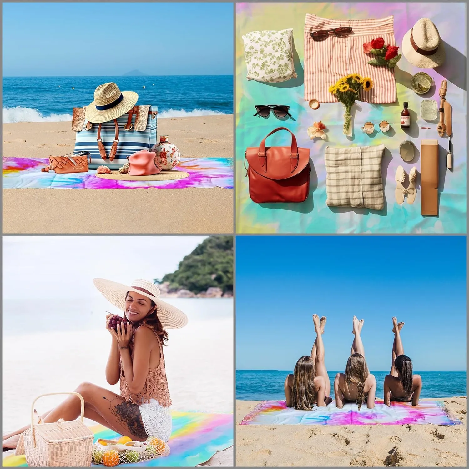 HAVLULAND Turkish Beach Towels Oversized -100% Turkish Cotton Super Soft Lightweight - Absorbent and Quick Drying Bath Towel - Sand Free Beach Towel - Turkish Towels for Adults (Aquamarine, 6 Pack)