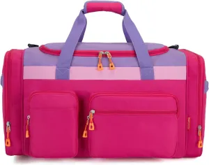 HawLander Large Kids Duffle Bag for Travel, Overnight, or Weekender, 20" inch (Rose Purple)