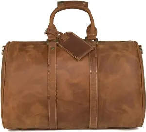 HBJWOV European and American Retro Leather Luggage Bag, Large Capacity Portable Travel Bag, Storage Bag(E)