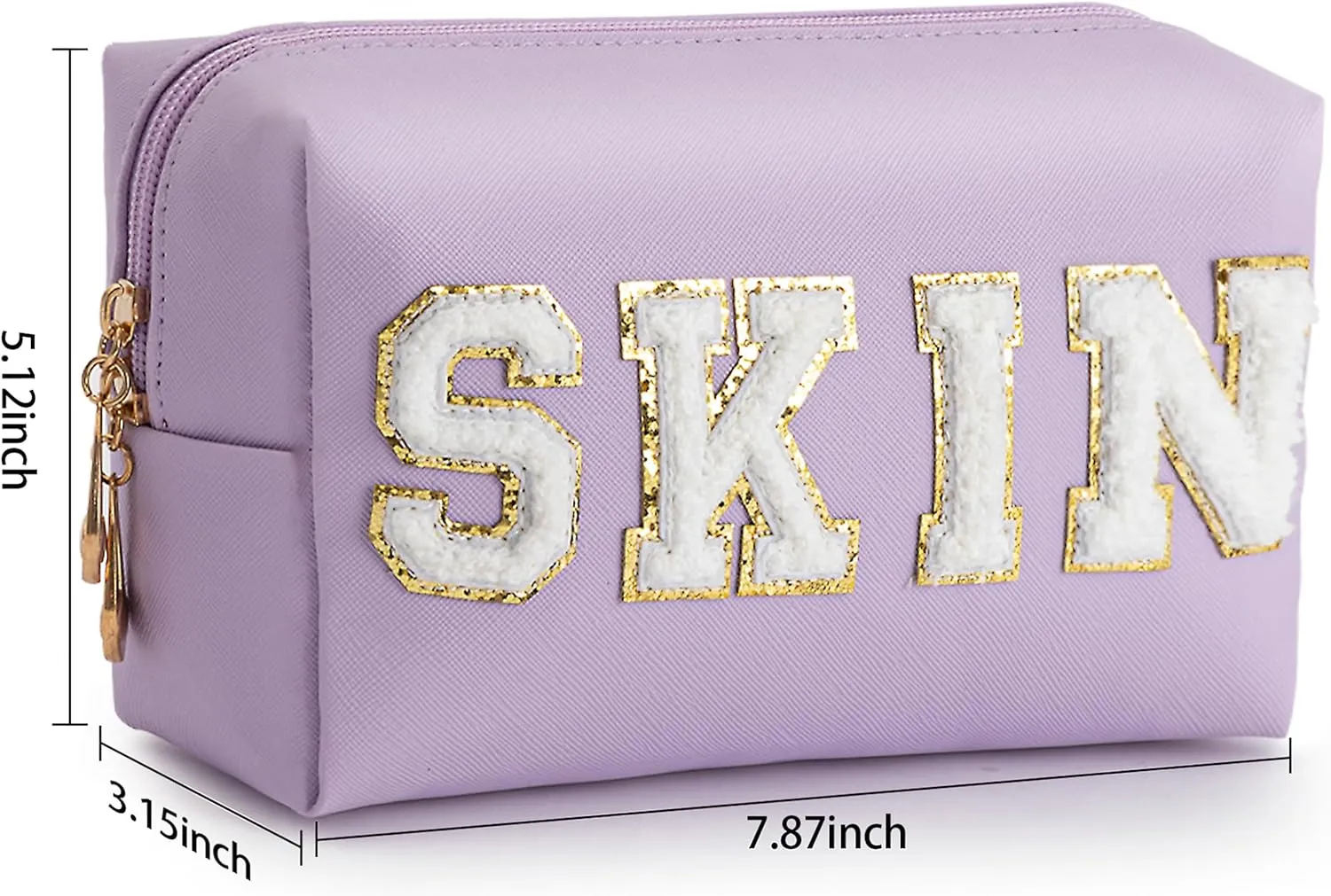 HBselect Mothers Day Gifts for Women Preppy Makeup Bag 4 Pcs Travel Toiletry Bag Chenille Letter Patch Makeup Bag Portable Cosmetic Bag for Women PU Leather Waterproof Organizer Make up Bag for Girls