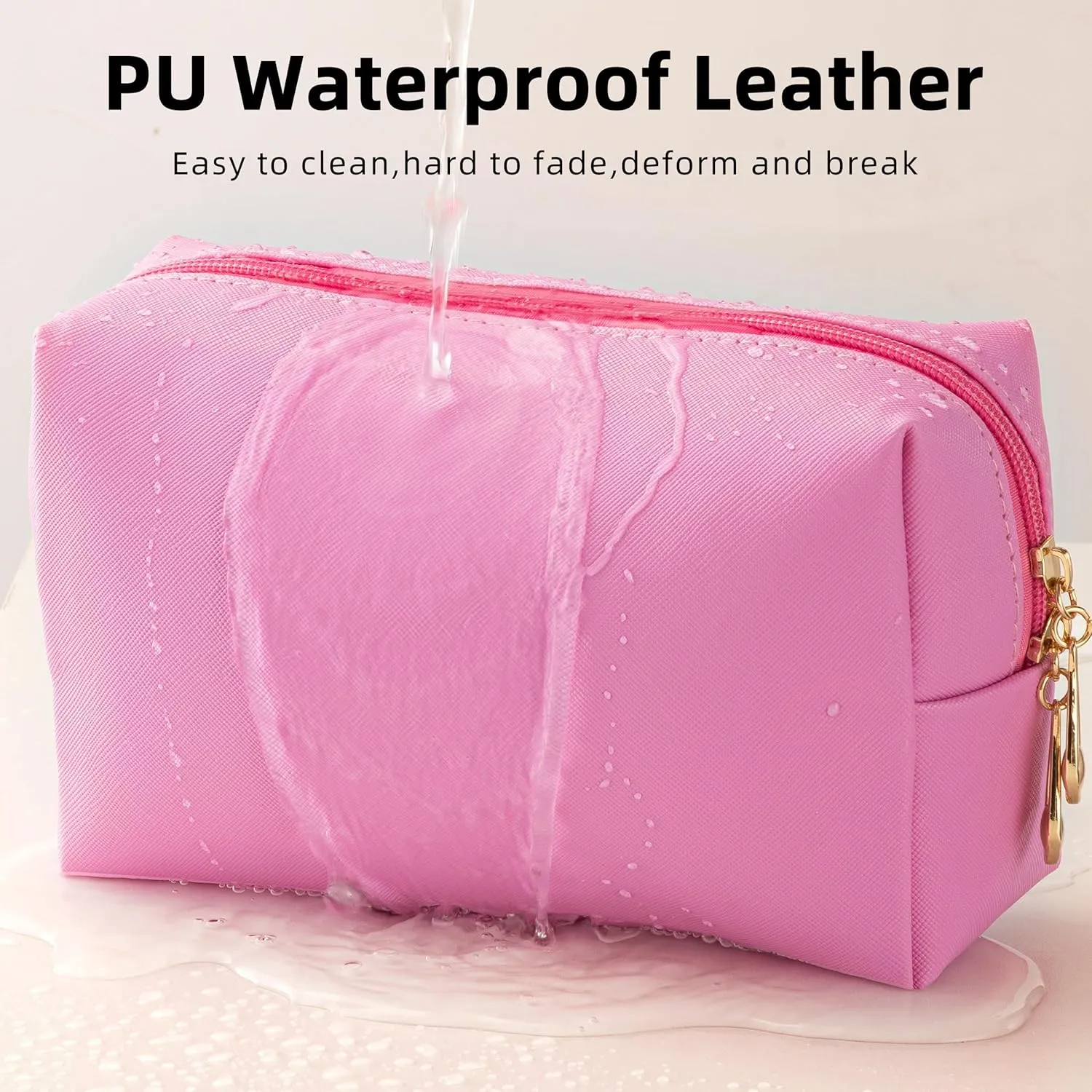 HBselect Mothers Day Gifts for Women Preppy Makeup Bag 4 Pcs Travel Toiletry Bag Chenille Letter Patch Makeup Bag Portable Cosmetic Bag for Women PU Leather Waterproof Organizer Make up Bag for Girls
