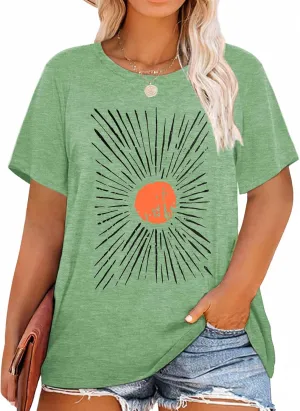 HDLTE Women Plus Size Tops Casual Short Sleeve Graphic Tee Shirts Oversized Tee Tops
