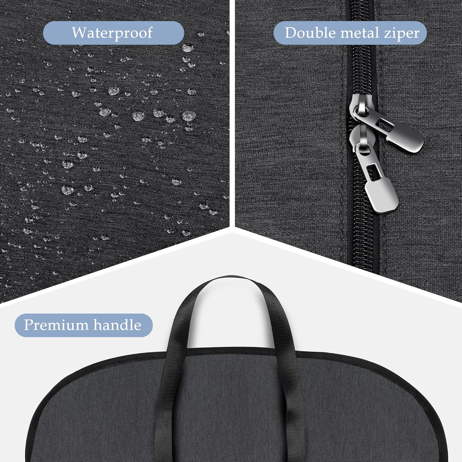 Heavy Duty Waterproof Garment Bag for Travel, Tear Resistance Suit Bag for Men Travel for Suits, Tuxedos, Coats, Uniform. 42 inch, Darkgrey, 2 Pack.…