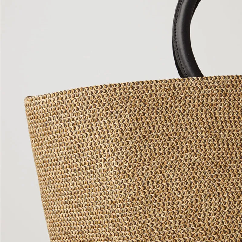 Henna Raffia Bag with Ring Handle - 2 Colors