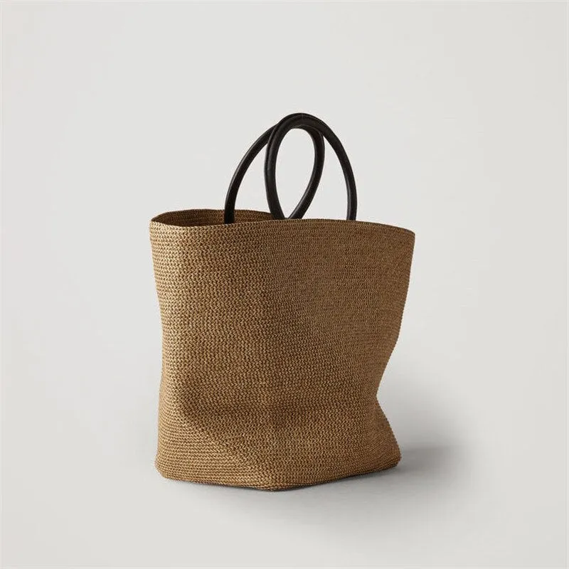 Henna Raffia Bag with Ring Handle - 2 Colors
