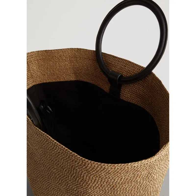 Henna Raffia Bag with Ring Handle - 2 Colors