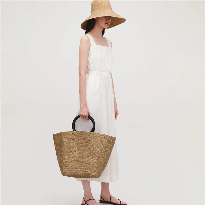 Henna Raffia Bag with Ring Handle - 2 Colors