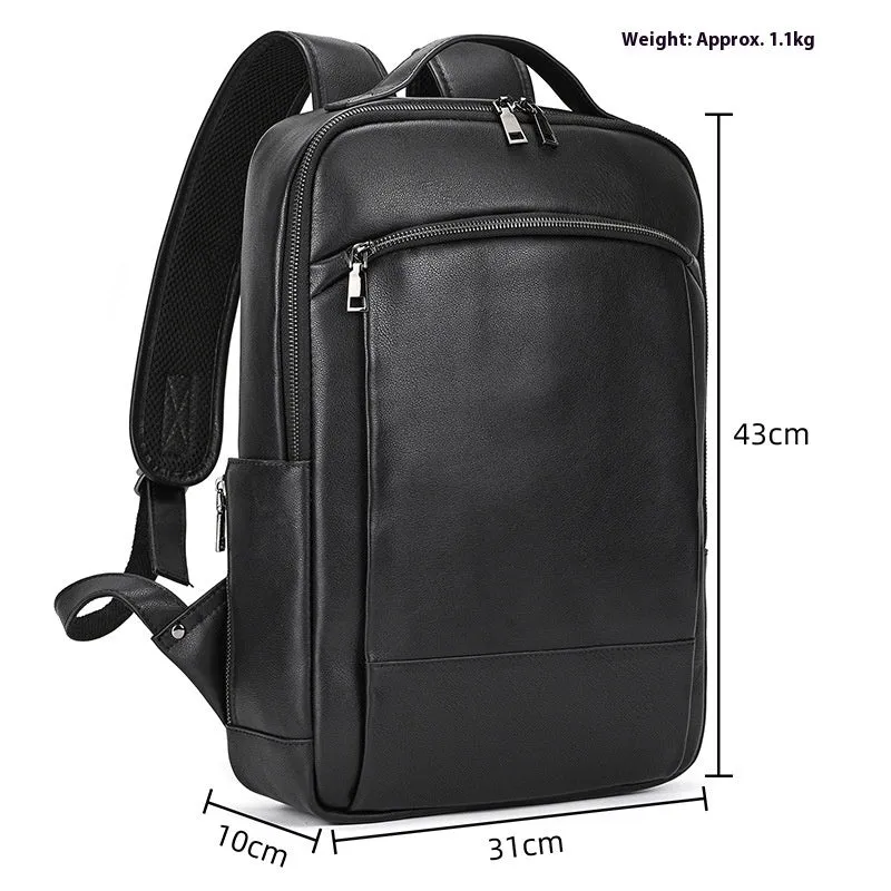 High-end Men's Leather Large-capacity Backpack 16-inch