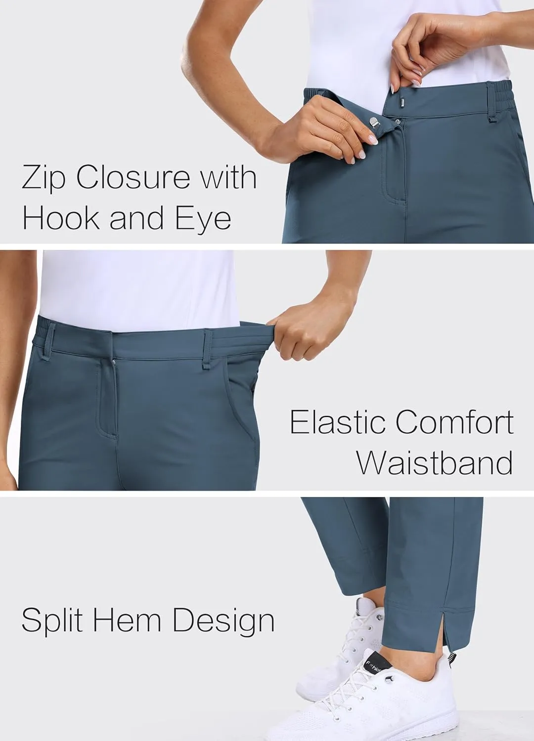 Hiverlay Womens Golf Pants Stretch Work Ankle Pants with Pockets Quick Dry Straight Business Casual Hiking Pants