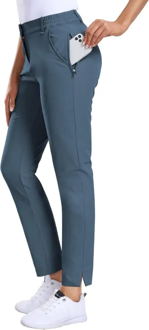 Hiverlay Womens Golf Pants Stretch Work Ankle Pants with Pockets Quick Dry Straight Business Casual Hiking Pants