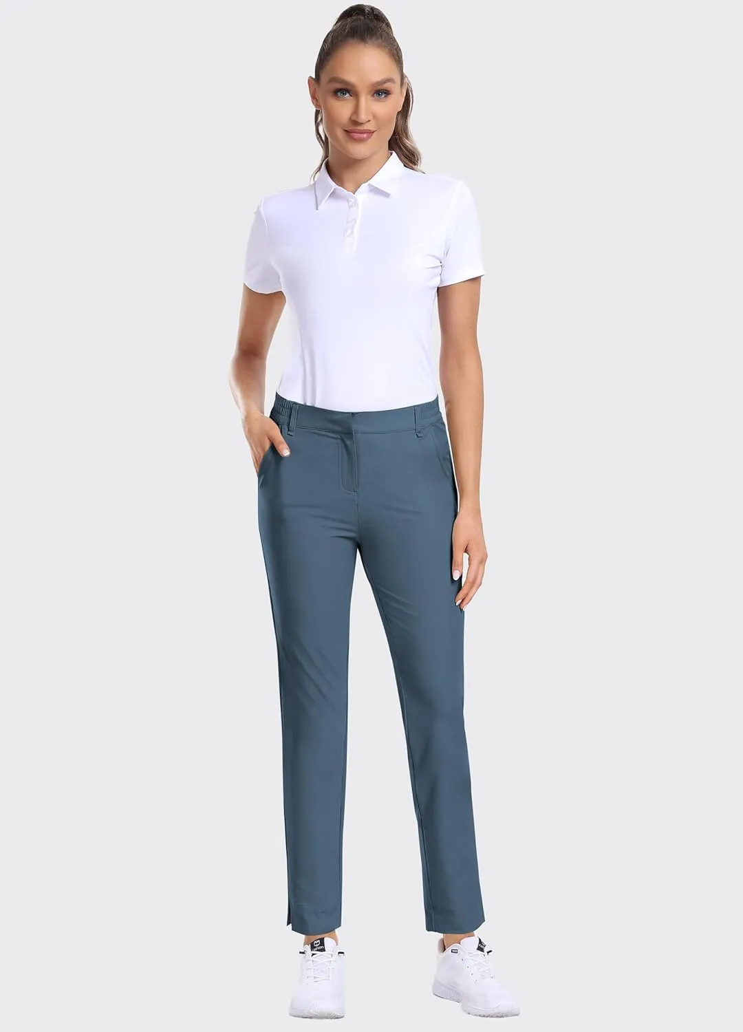 Hiverlay Womens Golf Pants Stretch Work Ankle Pants with Pockets Quick Dry Straight Business Casual Hiking Pants