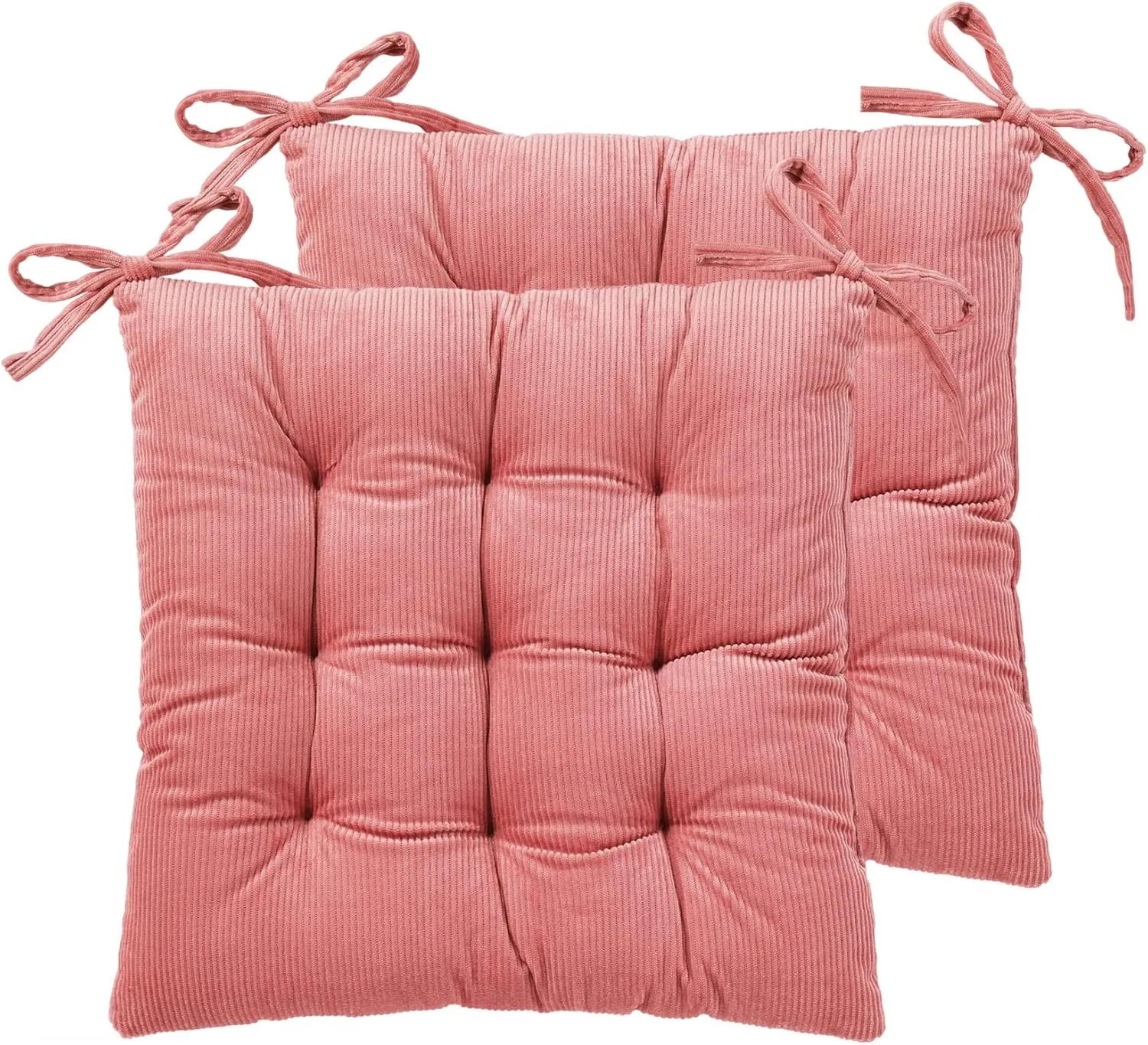 HLOVME Corduroy Chair Cushion with Ties Ultra Soft Warm Floor Cushion for Kids Reading Nook Comfortable Square Seat Cushion for Adult 15.7”x15.7” Set of 2, Cosmos