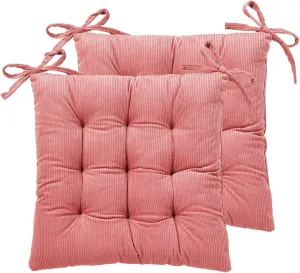 HLOVME Corduroy Chair Cushion with Ties Ultra Soft Warm Floor Cushion for Kids Reading Nook Comfortable Square Seat Cushion for Adult 15.7”x15.7” Set of 2, Cosmos