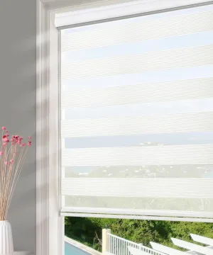 Homebox Zebra Blinds for Indoor Windows, Roller Window Shades Light Filtering Sheer Light Control 52 Inch Wide Blinds for Kitchen Bathroom, 52" W x 72" H White