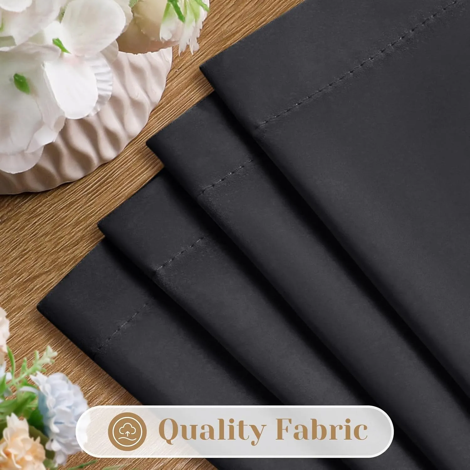 HOMEIDEAS Non-See-Through Black Privacy Sheer Curtains, 52 X 84 Inches Long 2 Panels Sheer Curtains Light Filtering Window Drapes for Bedroom Living Room