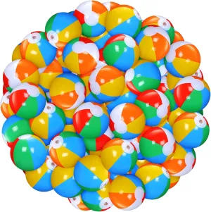 Honoson 100 Pack Inflatable Beach Balls 5 Inch for The Pool Birthday Pool Party Favors for Kids Boys Girls Blow up Classic Rainbow Color Beachball Game Toys for Summer Parties