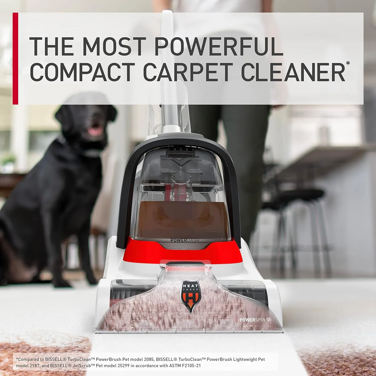 Hoover PowerDash Pet  Compact Cleaner Machine, Lightweight, Powerful Pet Stain Remover and Deodorizer, Carpet Shampooer, FH50704V, White