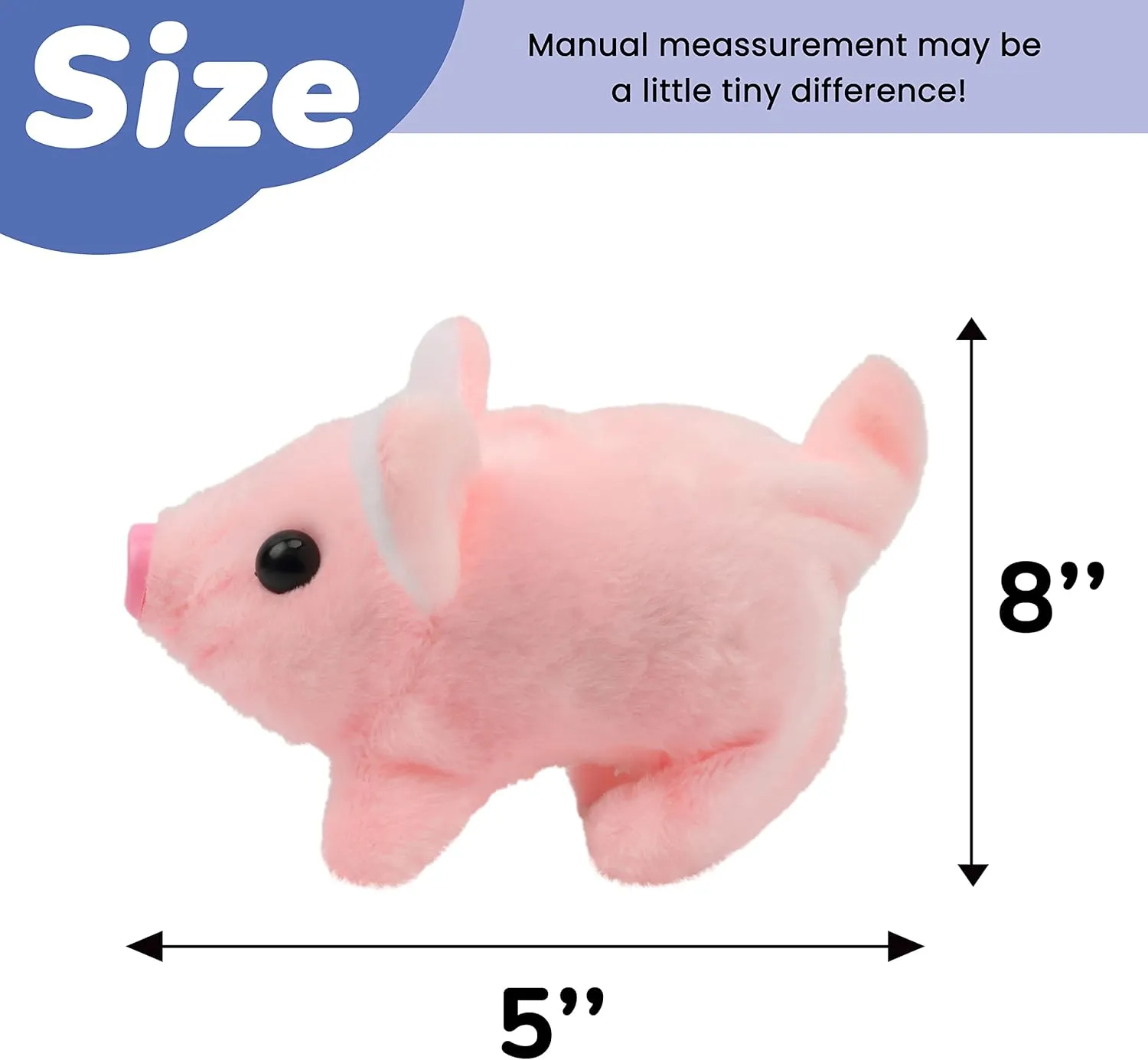 Hopearl Walking Piggy Pet Interactive Crawling Piglet Electronic Plush Toy Pig Oink Twitch Nose Wag Tail Animated Gifts for Toddlers Birthday, Pink, 8''