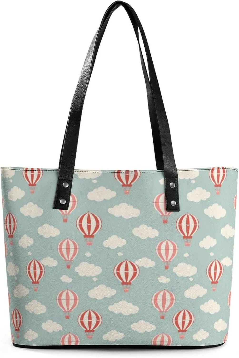 Hot Air Balloon Balloonist Women's Tote Shoulder Bag Handbag Top Handle Leather 29 * 34 * 14cm