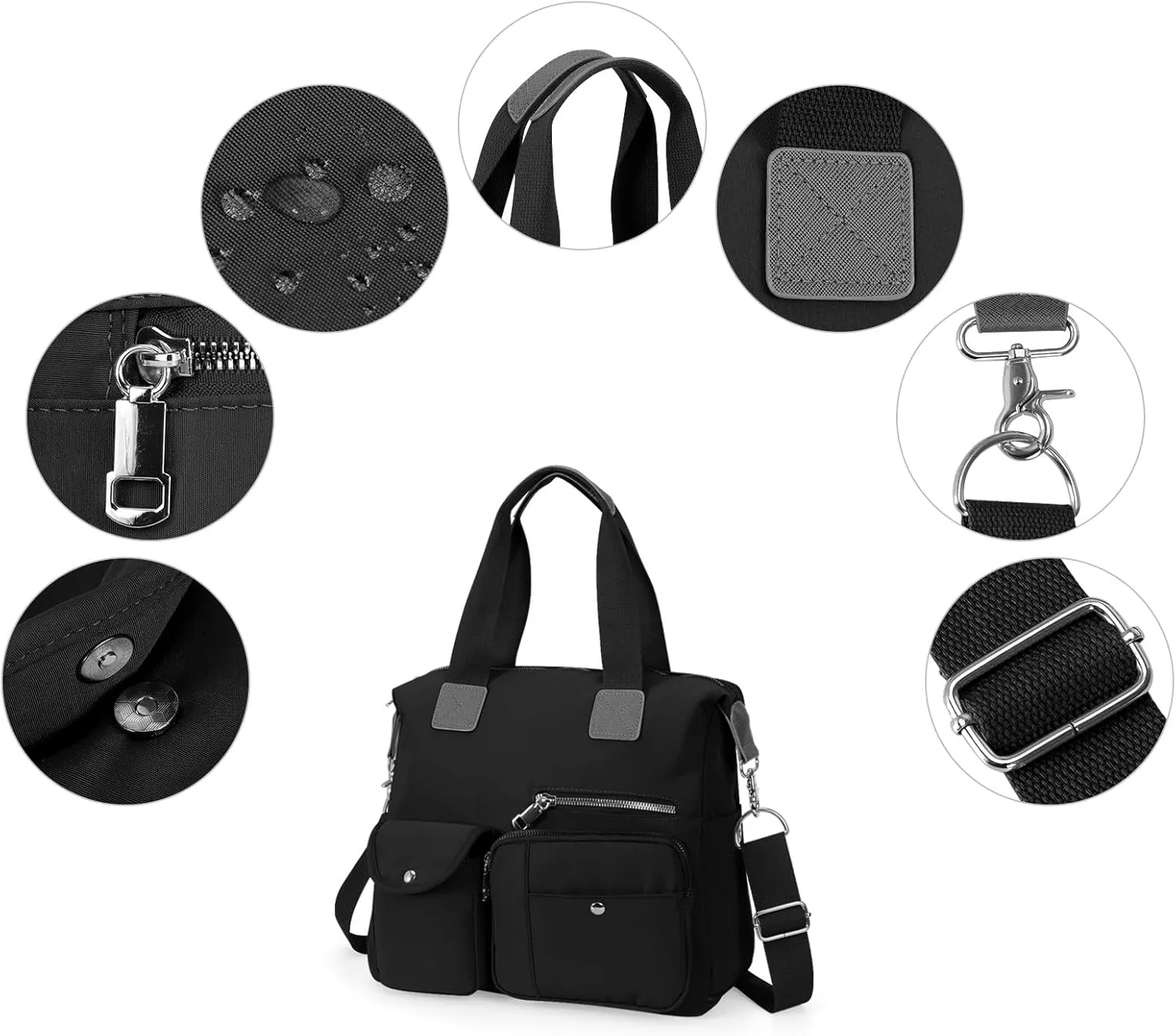 HUA ANGEL Women's Top-handle Handbags Nylon Crossbody Bag Multi Pocket Purses Women for Travel Work Sport Shopping Everyday