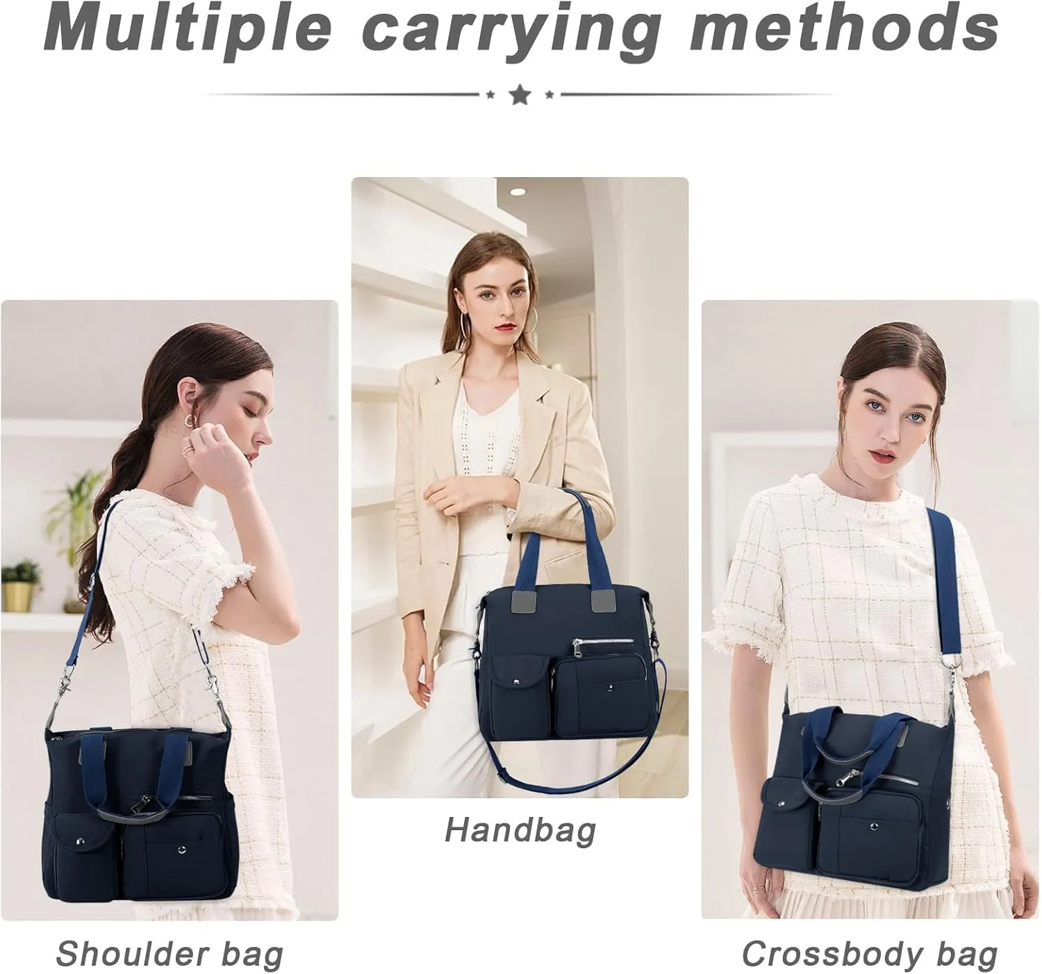 HUA ANGEL Women's Top-handle Handbags Nylon Crossbody Bag Multi Pocket Purses Women for Travel Work Sport Shopping Everyday