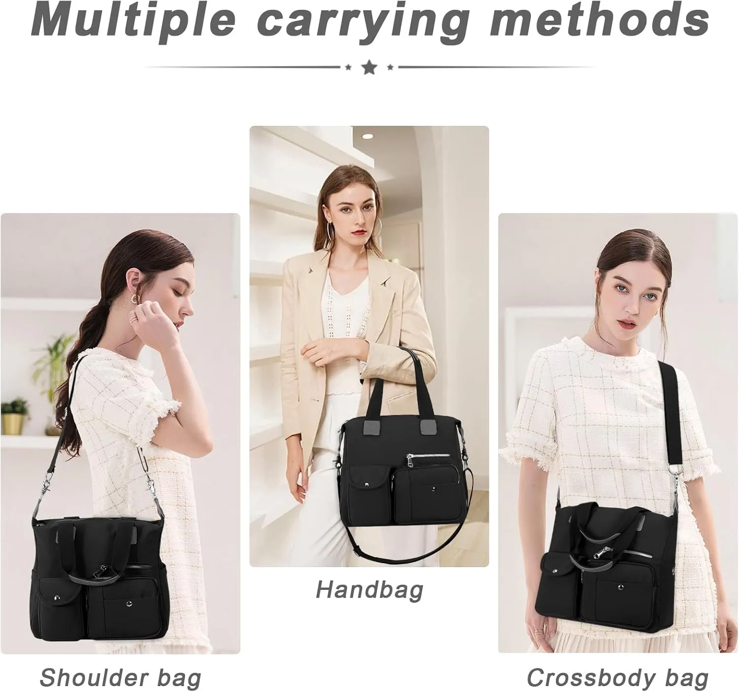 HUA ANGEL Women's Top-handle Handbags Nylon Crossbody Bag Multi Pocket Purses Women for Travel Work Sport Shopping Everyday