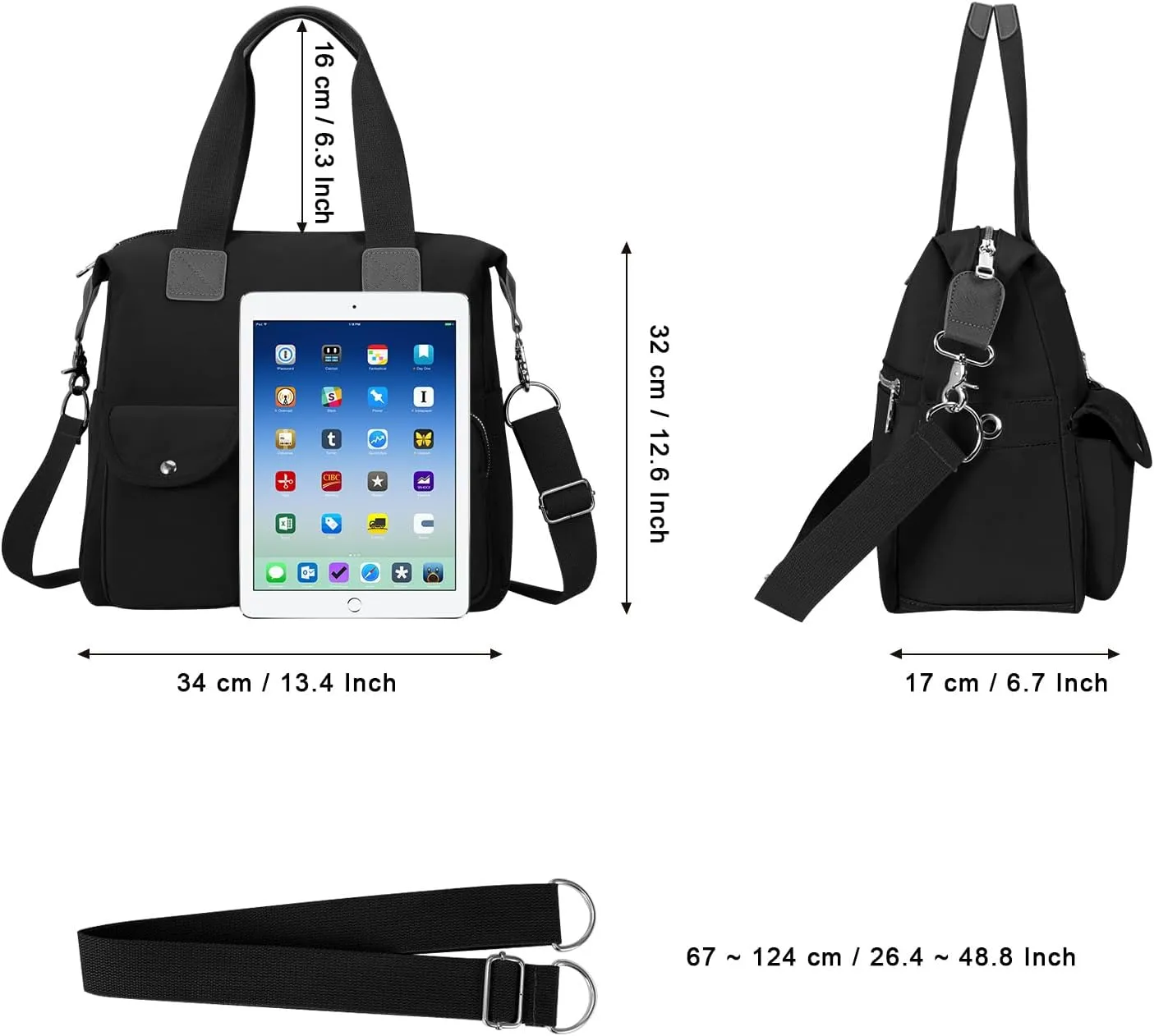 HUA ANGEL Women's Top-handle Handbags Nylon Crossbody Bag Multi Pocket Purses Women for Travel Work Sport Shopping Everyday