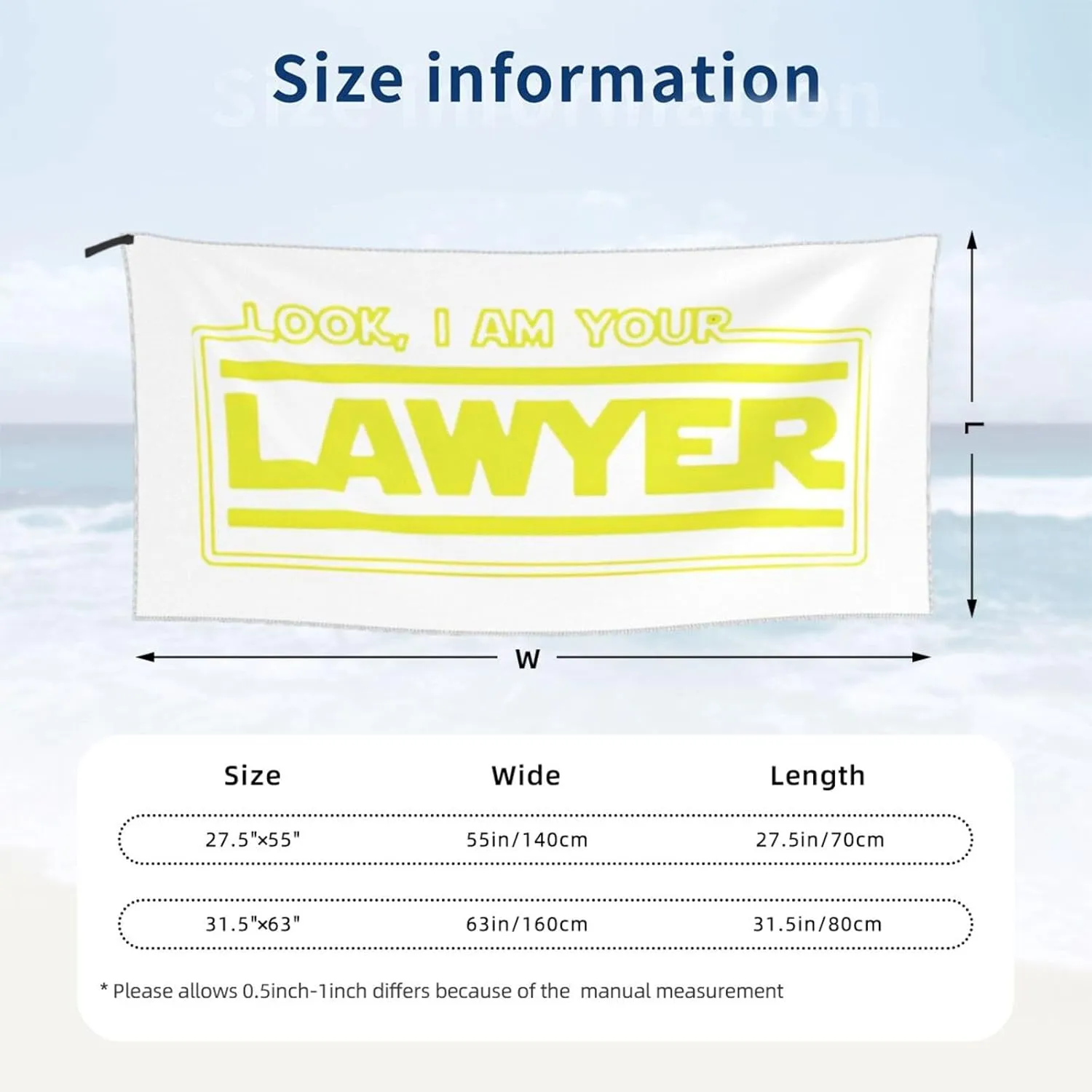 I Am A Lawyers Beach Towel Quick Dry Sand Free Lightweight Large 27.5"x55" with Travel Bag - Vacation Essentials Bath Towel for Pool, Summer