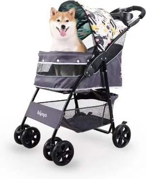 ibiyaya - Cloud 9 Pet Stroller for Small Dogs, Medium Dogs, Cats - Lightweight Dog Stroller with One-Step Folding Design and Adjustable Handle - Up to 44 Ibs - Mint Green