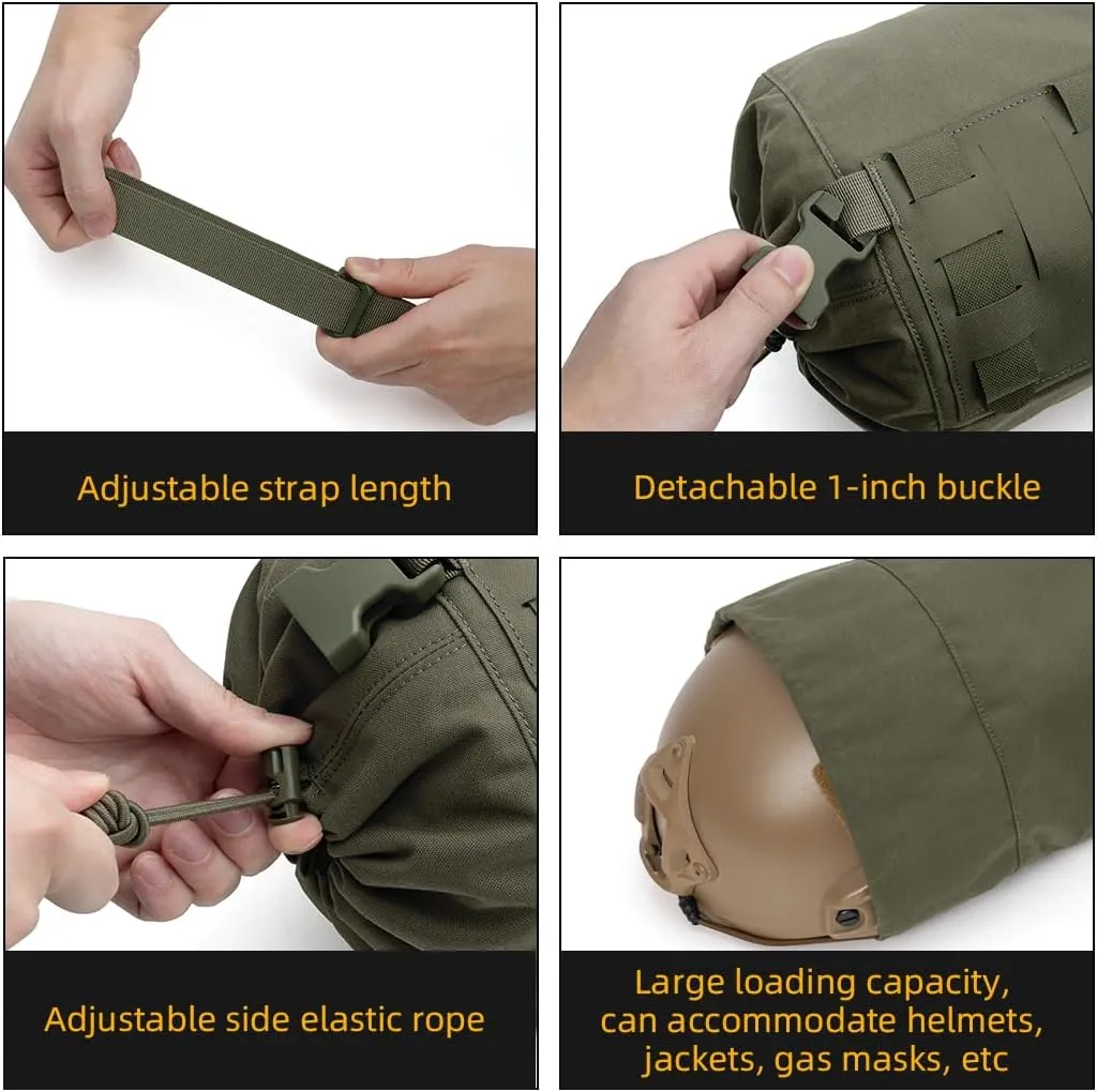 IDOGEAR SPORTS Tactical Utility Storage Sleeve Gas Mask Pouch Multi-Functional Large Grocery Bag for Helmet Jacket