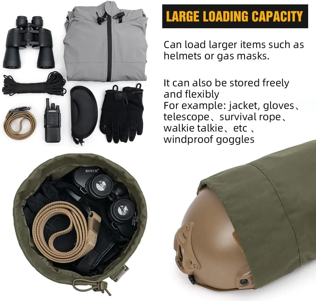 IDOGEAR SPORTS Tactical Utility Storage Sleeve Gas Mask Pouch Multi-Functional Large Grocery Bag for Helmet Jacket