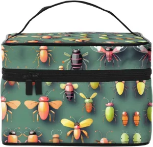 Insect Atlas Women's travel cosmetic bag, (9x6.5x6.2 inches) portable large capacity cosmetic bag, large cosmetic bag storage bag for girls