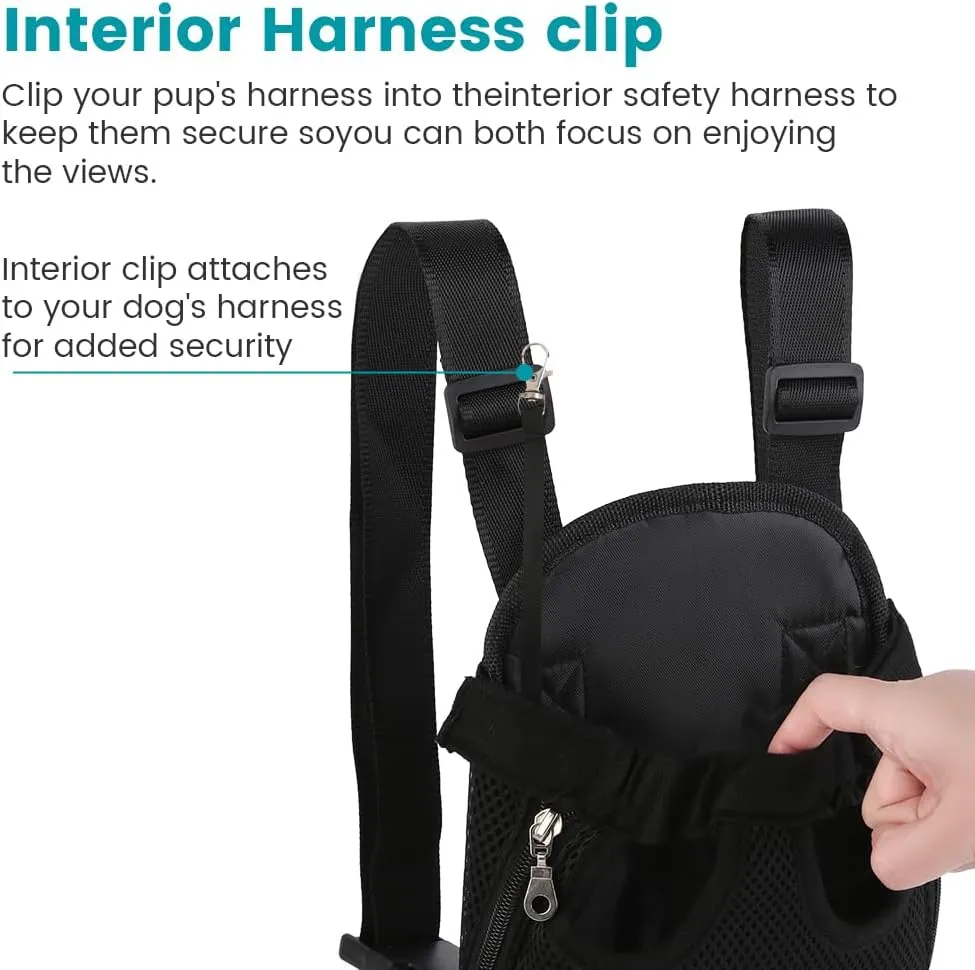 Inspack Dog Backpack Carrier, Adjustable Pet Cat Dog Front Carriers Back Pack, Dog Travel Bag, Dog Chest Carrier,Dog Carriers for Dmall Dogs, Cat Sling, Carrying Backpack, L, Black