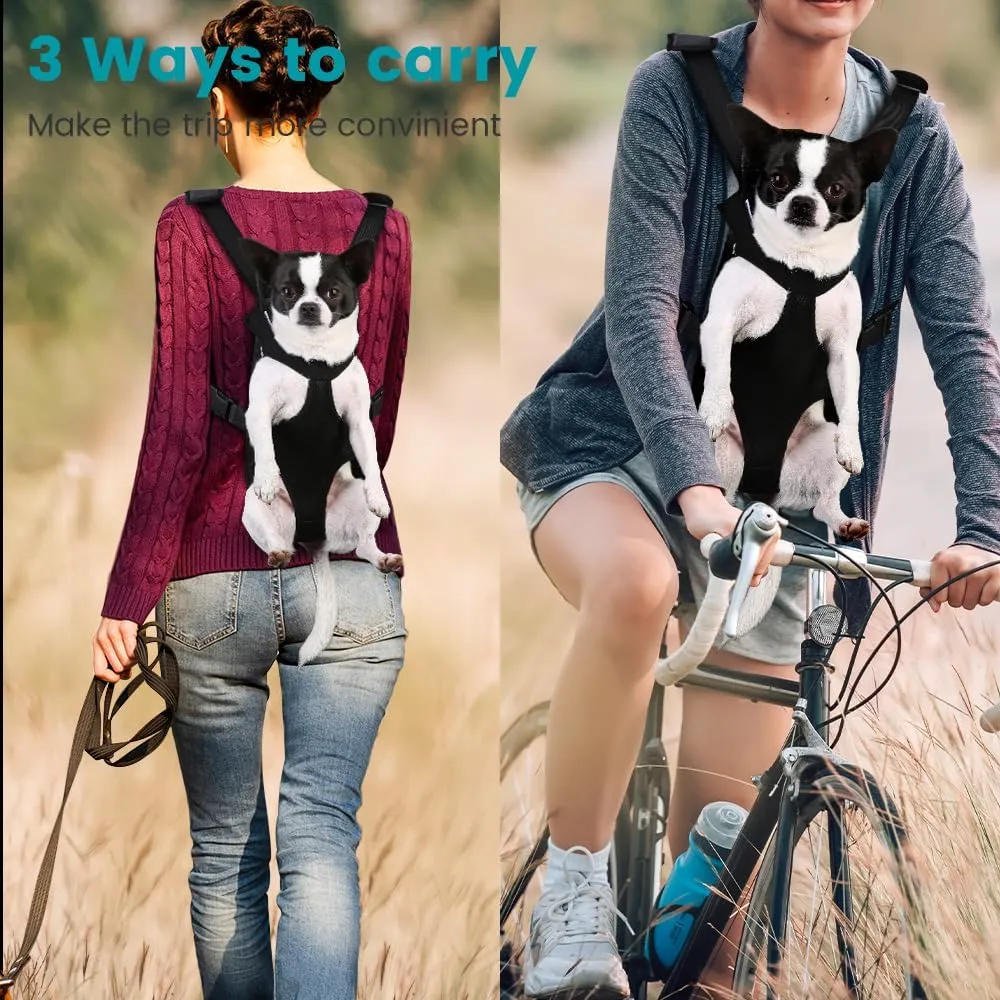 Inspack Dog Backpack Carrier, Adjustable Pet Cat Dog Front Carriers Back Pack, Dog Travel Bag, Dog Chest Carrier,Dog Carriers for Dmall Dogs, Cat Sling, Carrying Backpack, L, Black