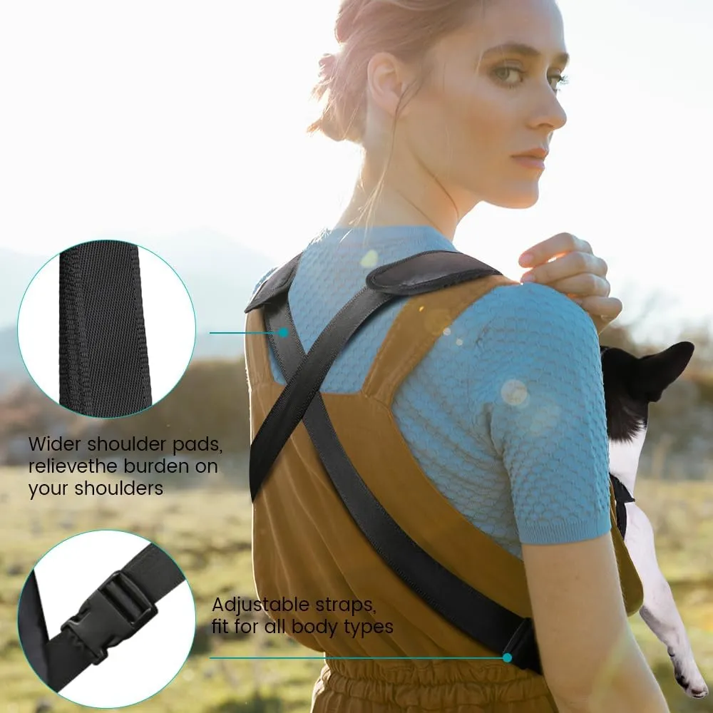 Inspack Dog Backpack Carrier, Adjustable Pet Cat Dog Front Carriers Back Pack, Dog Travel Bag, Dog Chest Carrier,Dog Carriers for Dmall Dogs, Cat Sling, Carrying Backpack, L, Black