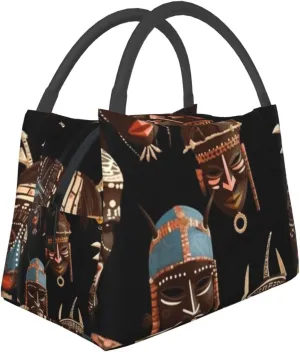 Insulated Lunch Bag For Women Men,Large Leakproof Lunch Box Reusable Lunch Cooler Tote African Ritual Ethnic Tribal Food Carrier For Work Picnics Travel