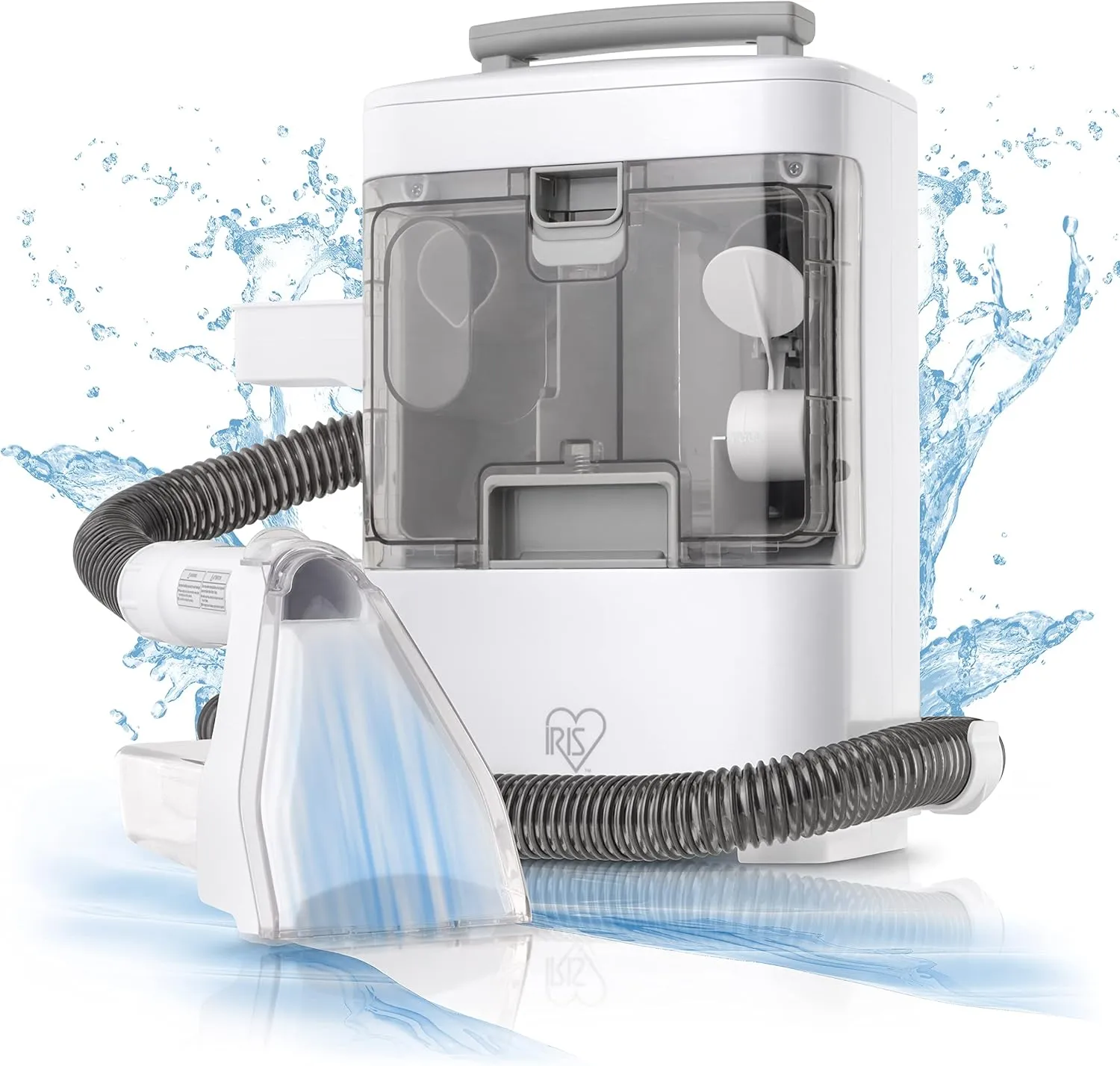 IRIS USA Carpet Spot Cleaner Machine with Auto Spray for Low Pile Carpets, Couch, Sofa, Upholstery, Car Detailing,Shallow Berber Rug, Lightweight Portable Chemical-Free Stain Remover 500mL Water Tank