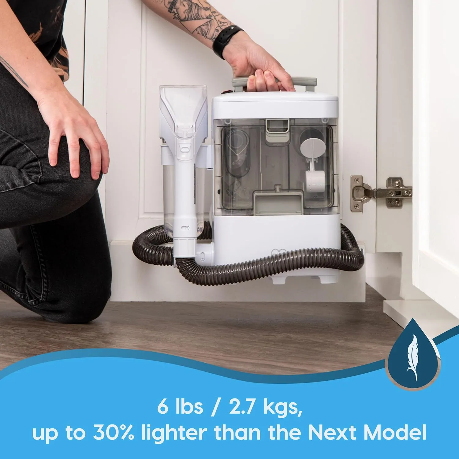 IRIS USA Carpet Spot Cleaner Machine with Auto Spray for Low Pile Carpets, Couch, Sofa, Upholstery, Car Detailing,Shallow Berber Rug, Lightweight Portable Chemical-Free Stain Remover 500mL Water Tank