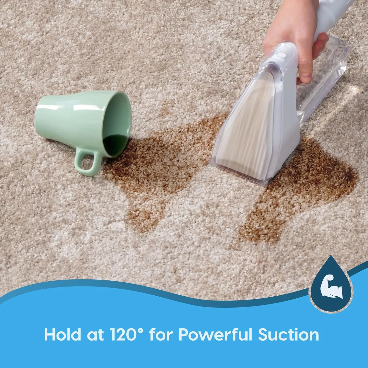 IRIS USA Carpet Spot Cleaner Machine with Auto Spray for Low Pile Carpets, Couch, Sofa, Upholstery, Car Detailing,Shallow Berber Rug, Lightweight Portable Chemical-Free Stain Remover 500mL Water Tank