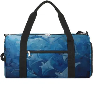Island-Indonesia Manta Rays Sports Gym Bag for Men Women Travel Duffel Bag with Shoulder Strap