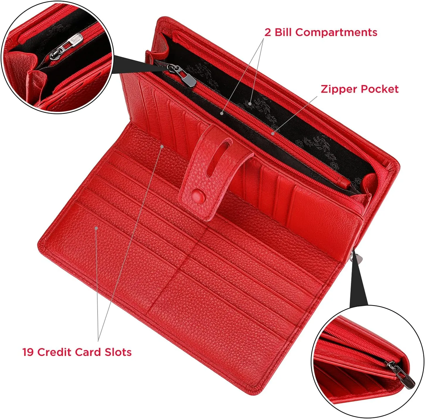 Itslife Womens Wallet,Large Capacity RFID Blocking Leather Wallets Credit Cards Organizer Ladies Wallet with Checkbook Holder