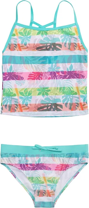 Jantzen Girls Two Piece Swimsuit Set (4, Tropical Stripe)