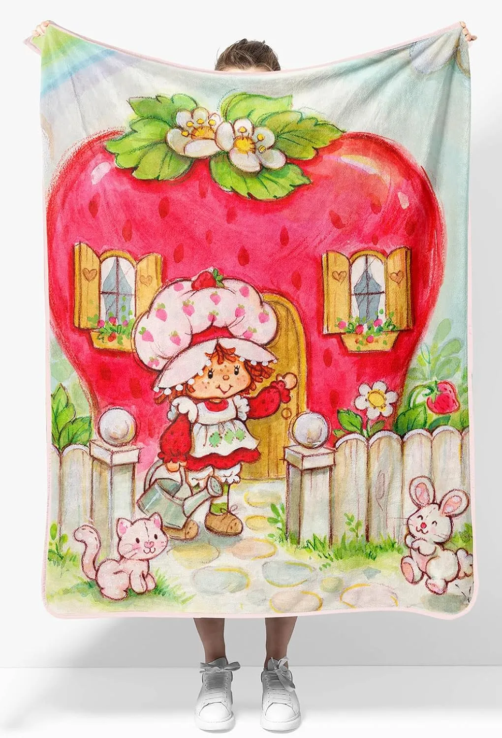 Jay Franco Strawberry Shortcake Berry Playhouse Plush Travel Throw Blanket - Measures 40 x 50 Inches - Kids Super Soft Lightweight Bedding