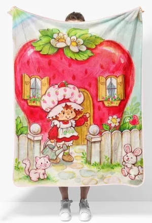 Jay Franco Strawberry Shortcake Berry Playhouse Plush Travel Throw Blanket - Measures 40 x 50 Inches - Kids Super Soft Lightweight Bedding