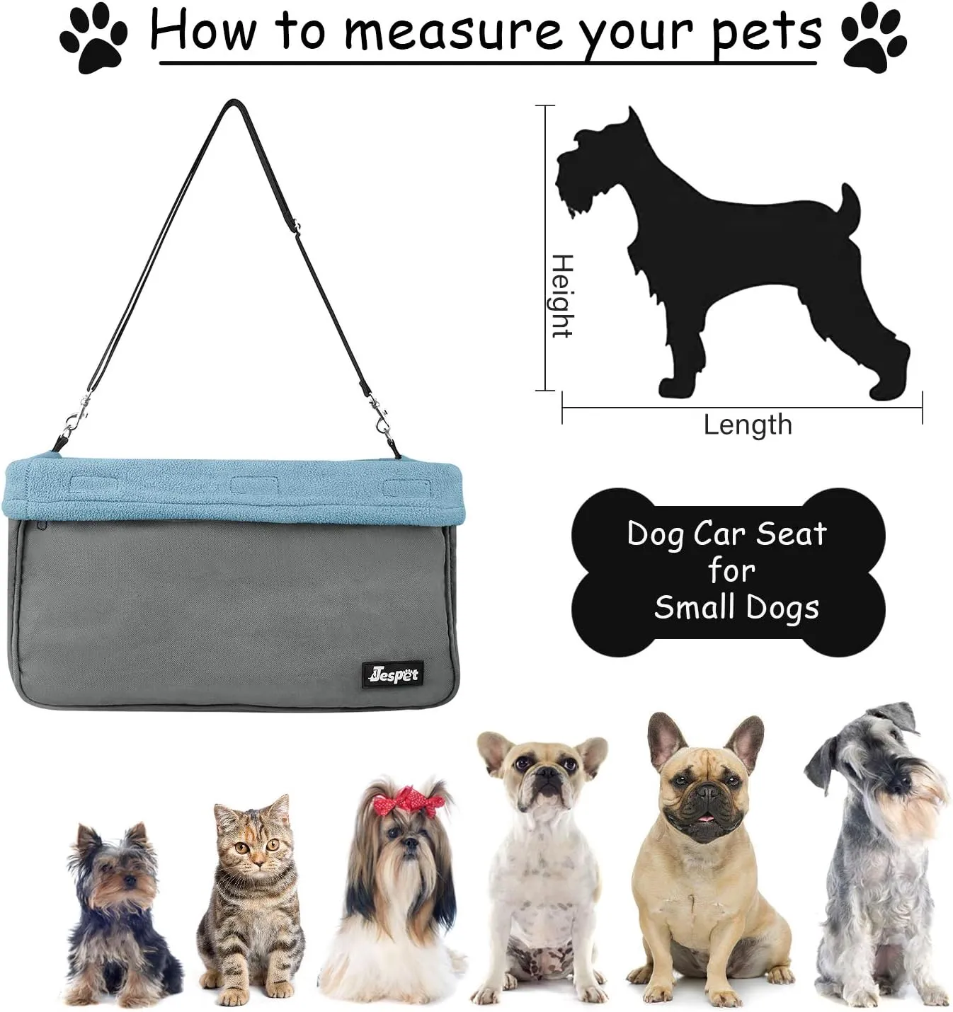 JESPET & GOOPAWS Dog Booster Seats for Cars, Portable Dog Car Seat Travel Carrier with Seat Belt for 24lbs Pets