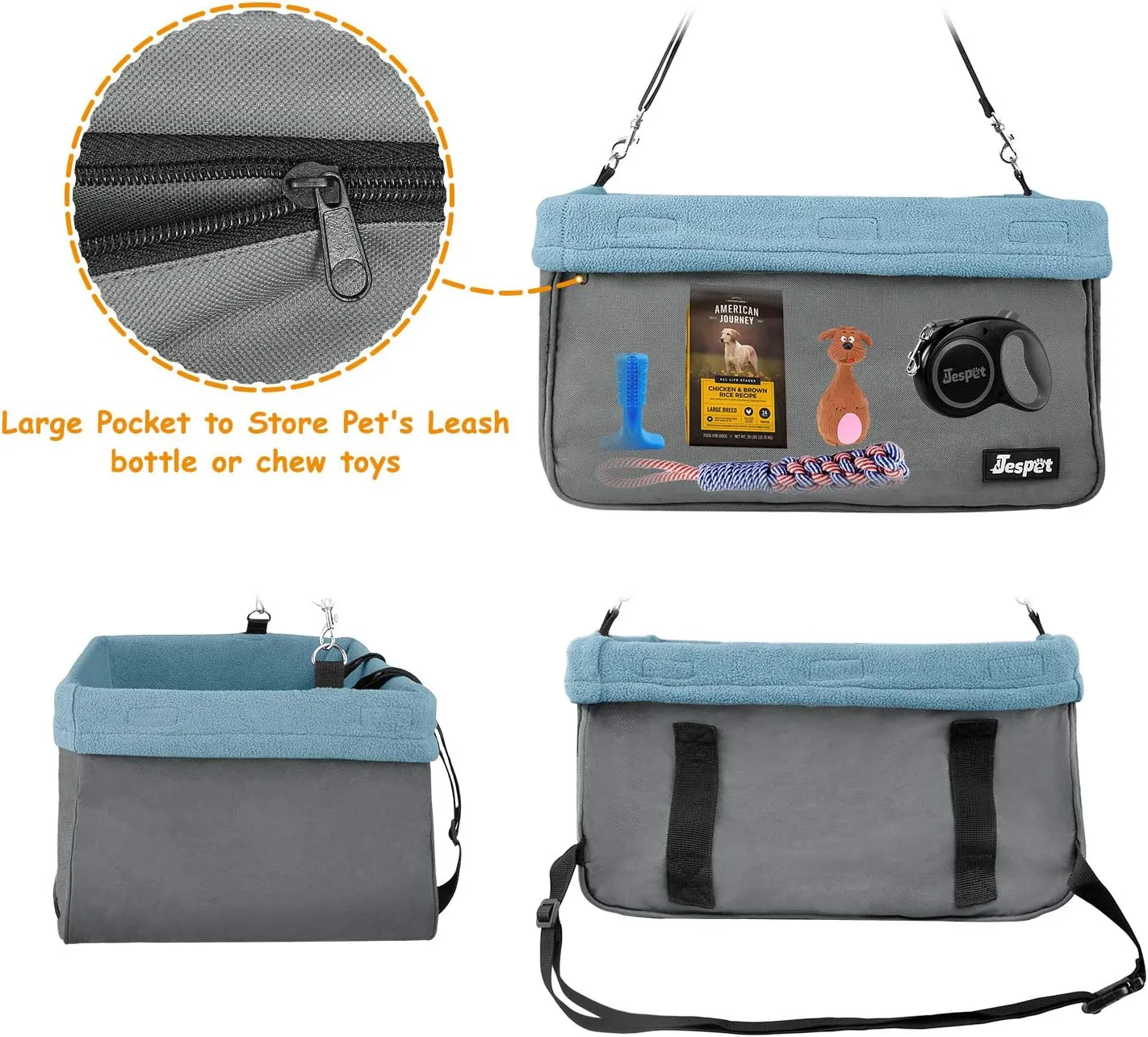 JESPET & GOOPAWS Dog Booster Seats for Cars, Portable Dog Car Seat Travel Carrier with Seat Belt for 24lbs Pets