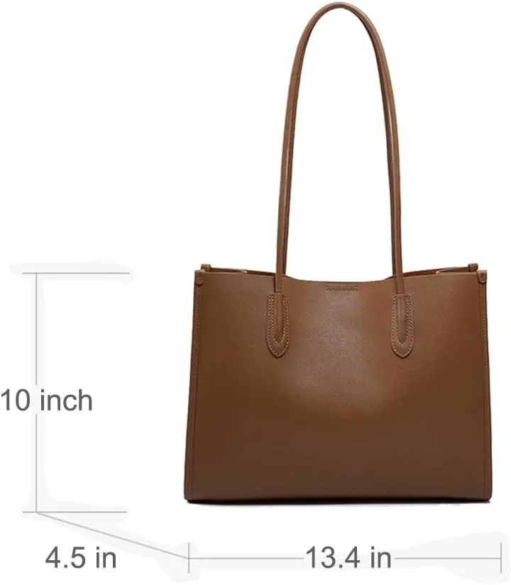 JIUFENG Genuine Leather Tote Bag for Women, Womens Casual Shoulder Bag Clutch Handbag for Shopping Work Travel