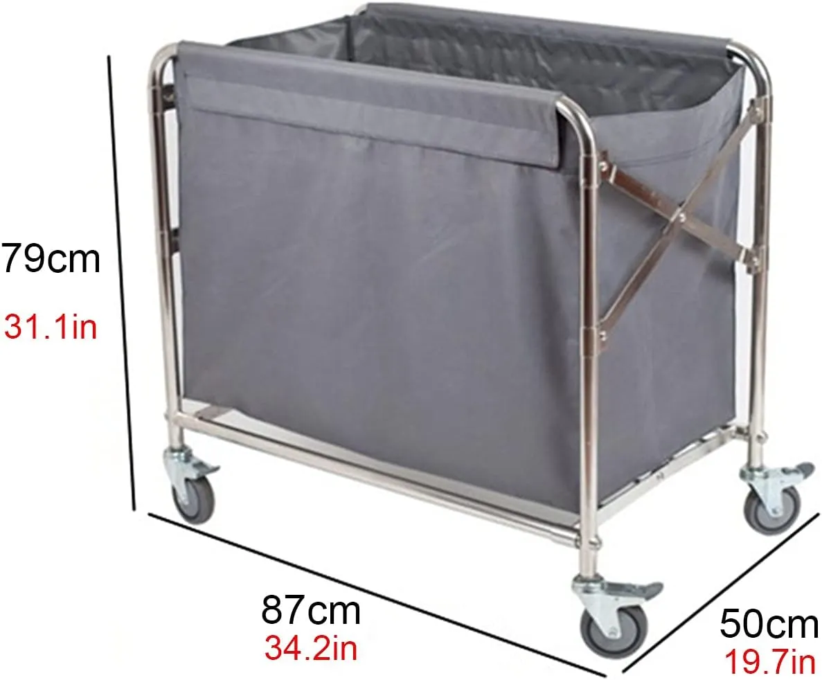 JKGHK Collapsible Laundry Trolley, Oxford Cloth Bag Laundry Sorter Hamper, Linen Cart，Wheeled Laundry Trolley Carts, Linen Collector, Commercial Hotel Laundry Containers, for Hotel/Home/Laundry Room