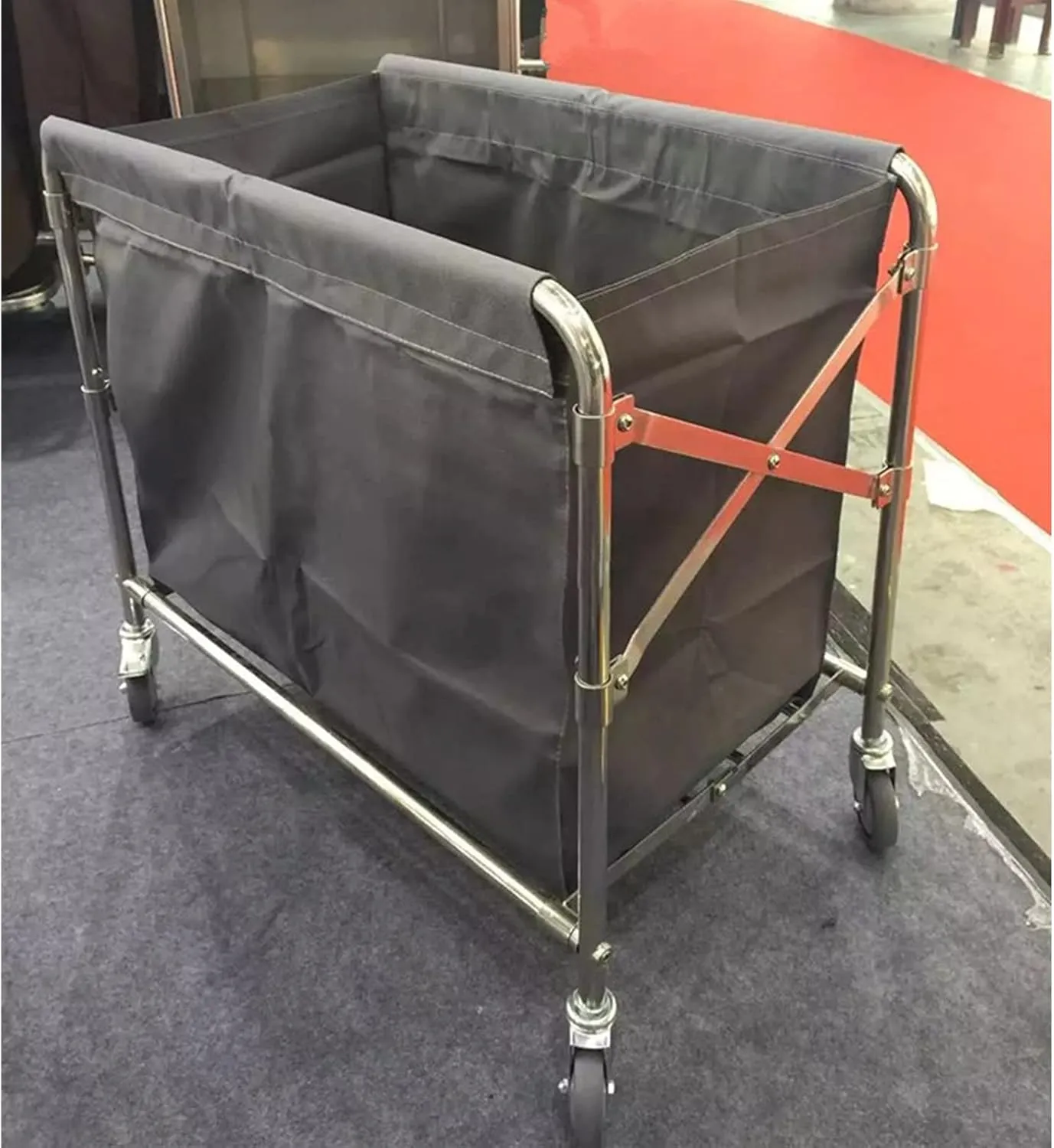 JKGHK Collapsible Laundry Trolley, Oxford Cloth Bag Laundry Sorter Hamper, Linen Cart，Wheeled Laundry Trolley Carts, Linen Collector, Commercial Hotel Laundry Containers, for Hotel/Home/Laundry Room
