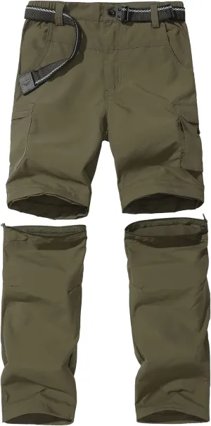 JOMLUN Boy’s Scout Pants Convertible Hiking Quick Dry Zip Off Pants Outdoor Climbing Casual Trouser Kids Youth Cargo Pants